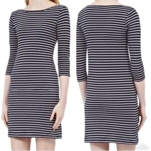 RLR Ralph Lauren MIDI Length white and Blue Stripped Dress